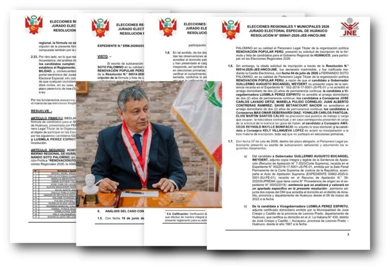 JEE declara improcedente candidatura de Guillermo Bocangel a gobierno regional de Huánuco por condena por tráfico de influencias